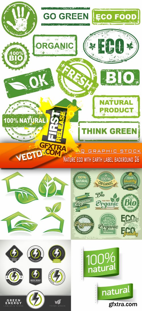 Stock Vector - Nature eco with earth label backround 26