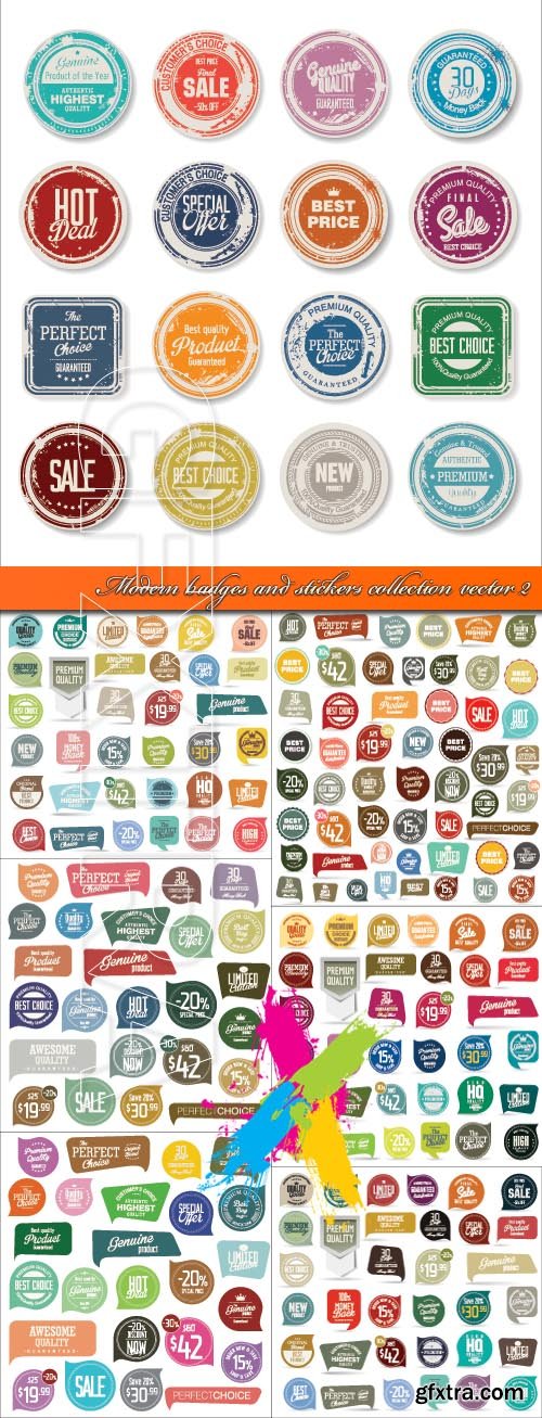 Modern badges and stickers collection vector 2