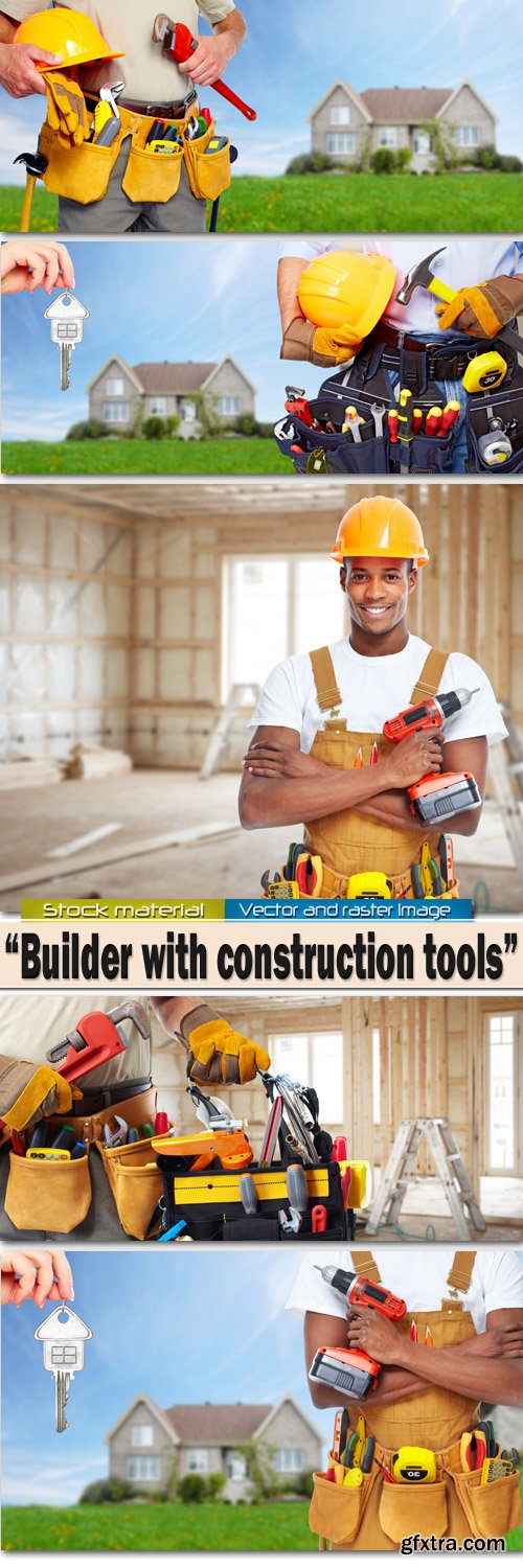 Builder with construction tools