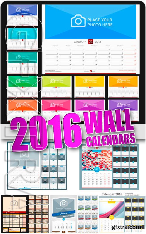 2016 Wall calendar - Stock Vectors