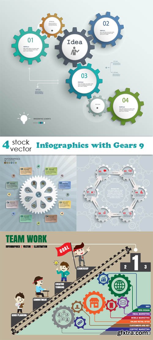 Vectors - Infographics with Gears 9