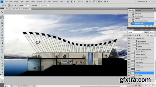 Drawing a Building Cross Section in Photoshop and AutoCAD