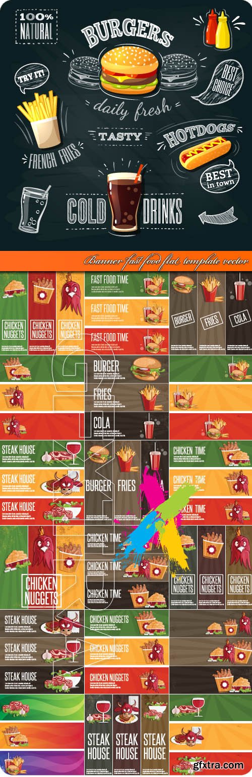 Banner fast food flat template vector