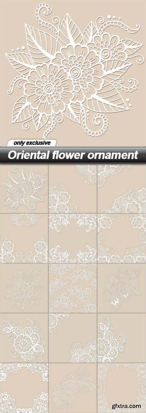 Oriental flower ornament - 15 EPS