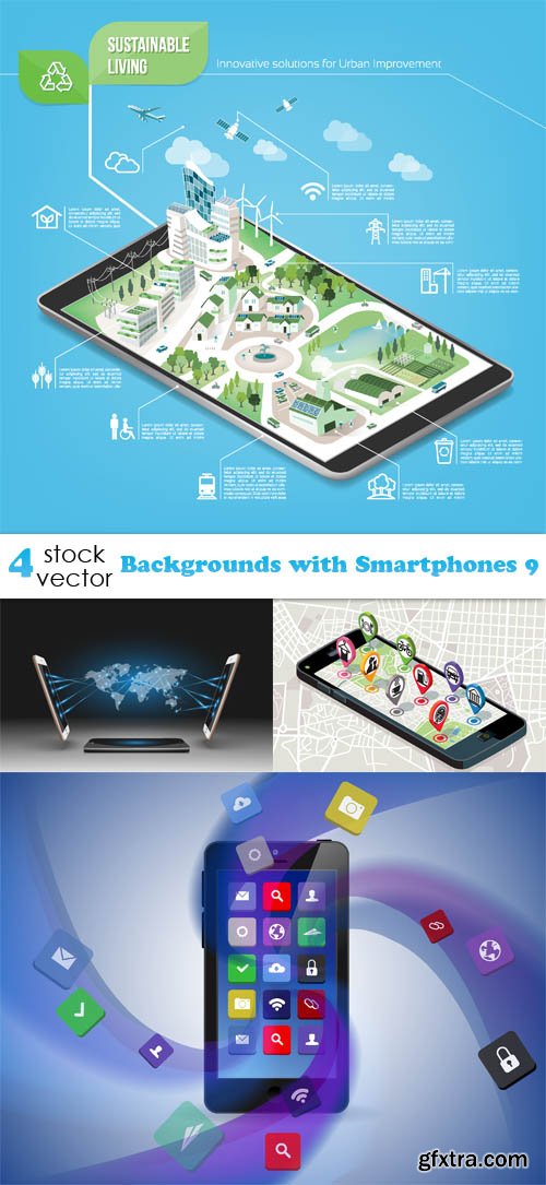 Vectors - Backgrounds with Smartphones 9