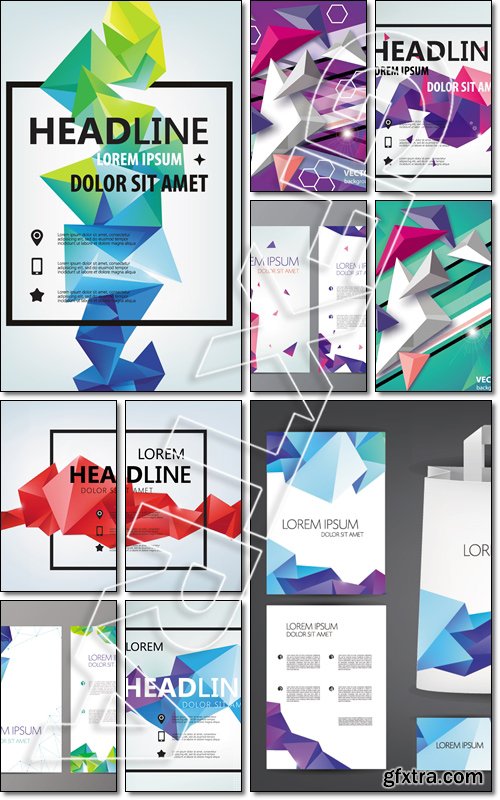 Vector Poster, Banner, Flyer, Cover, Brochure faceted Template design. Modern crystal 3d shape with text space - Vector