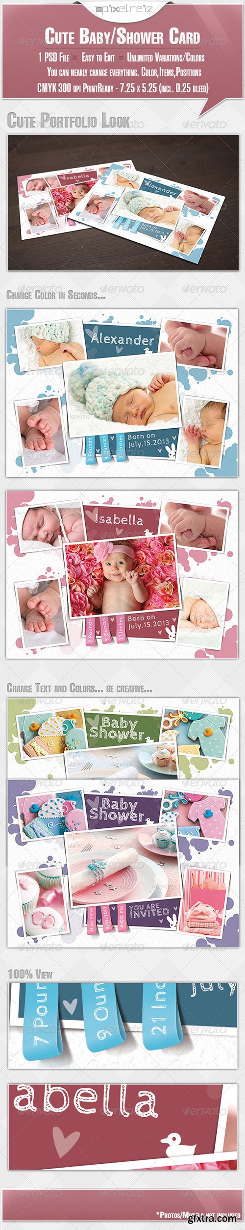 GraphicRiver - Cute Baby Announcement/Shower Card