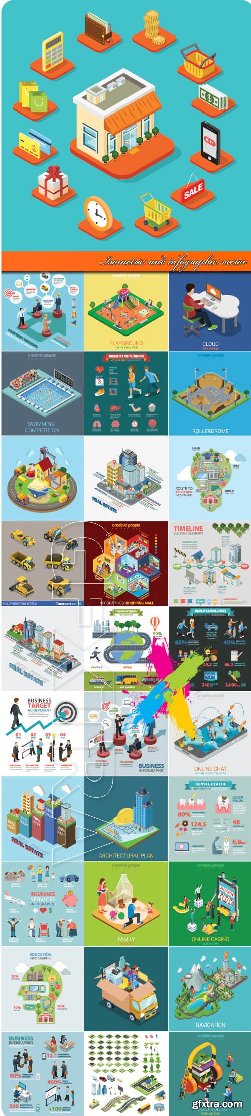 Isometric and infographic vector