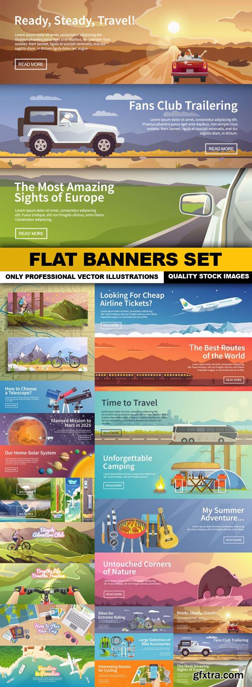 Flat Banners Set - 10 vector