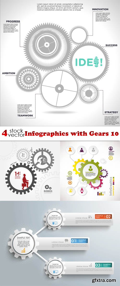 Vectors - Infographics with Gears 10
