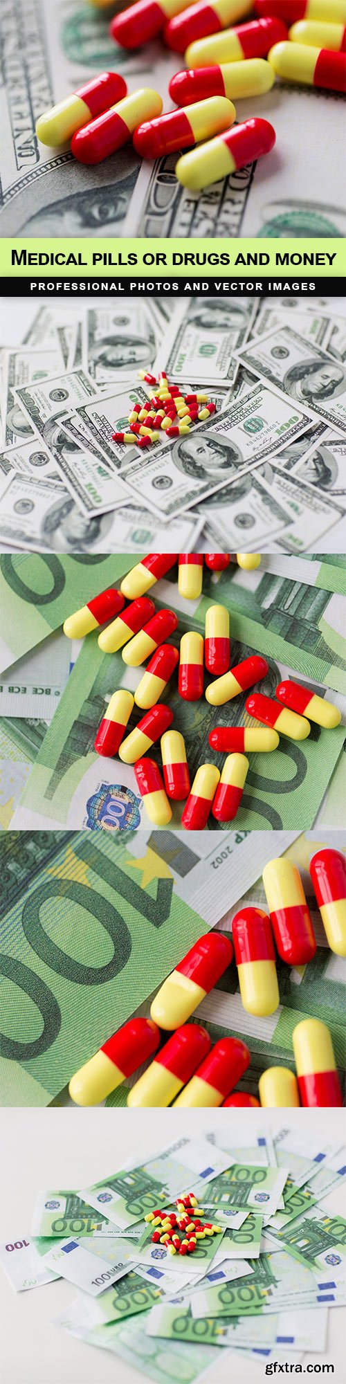 Medical pills or drugs and money - 5 UHQ JPEG
