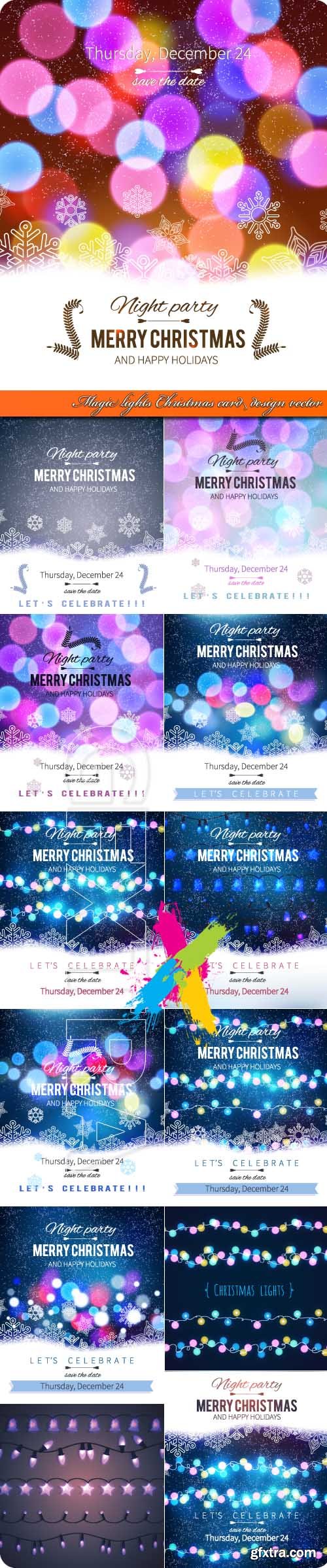 Magic lights Christmas card design vector