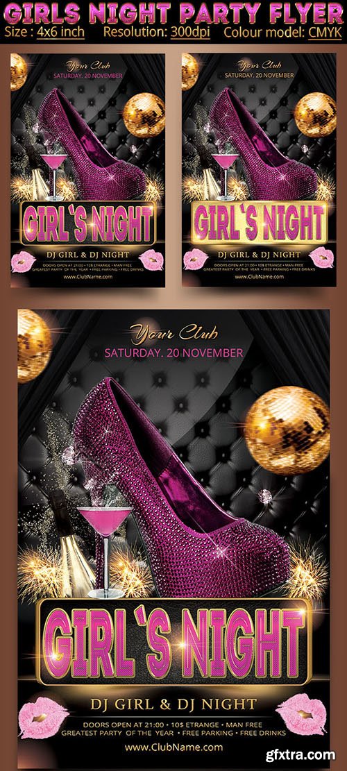 CreativeMarket Girls Night Party Flyer 388656