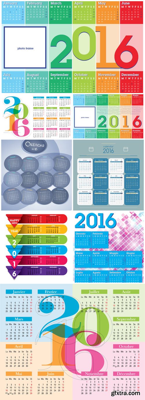 Calendar 2016, vector