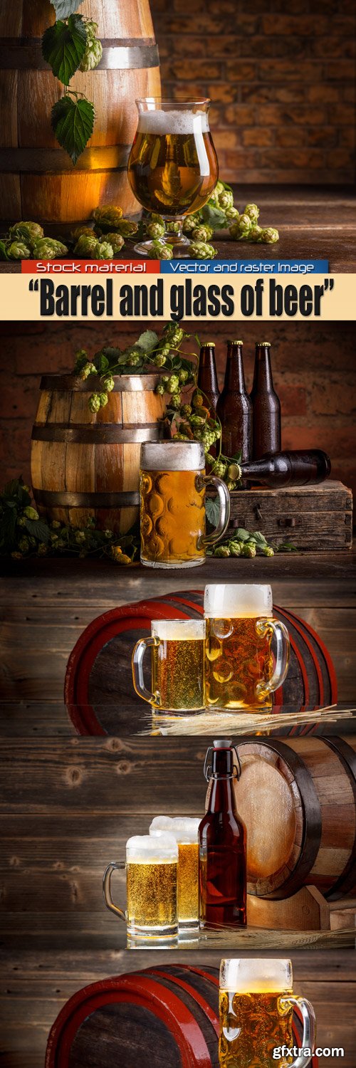 Barrel and glass of beer