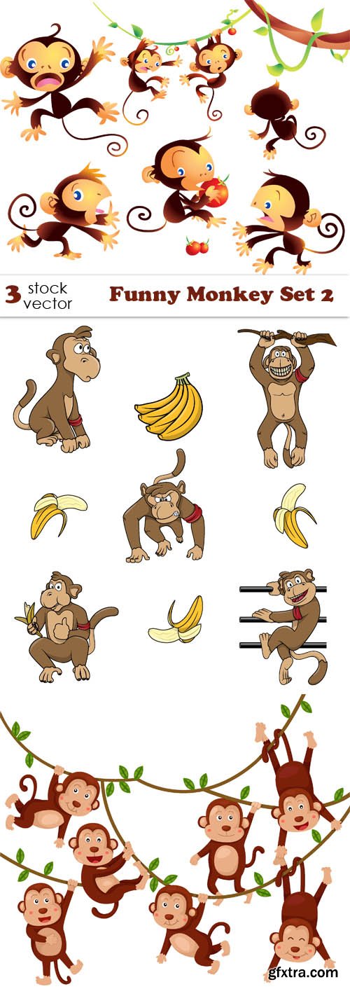 Vectors - Funny Monkey Set 2
