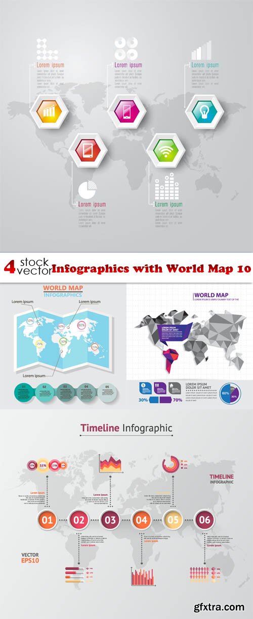 Vectors - Infographics with World Map 10