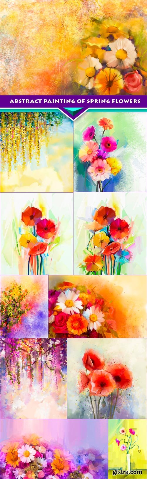 Abstract Painting of Spring Flowers Hand-Painted Still Life 11xJPG