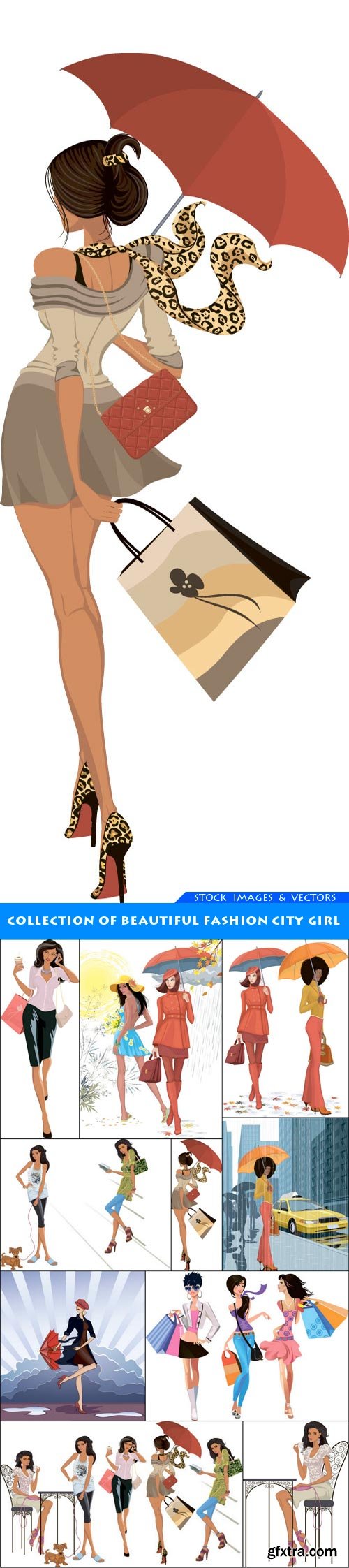 Collection of beautiful fashion city girl 10X EPS