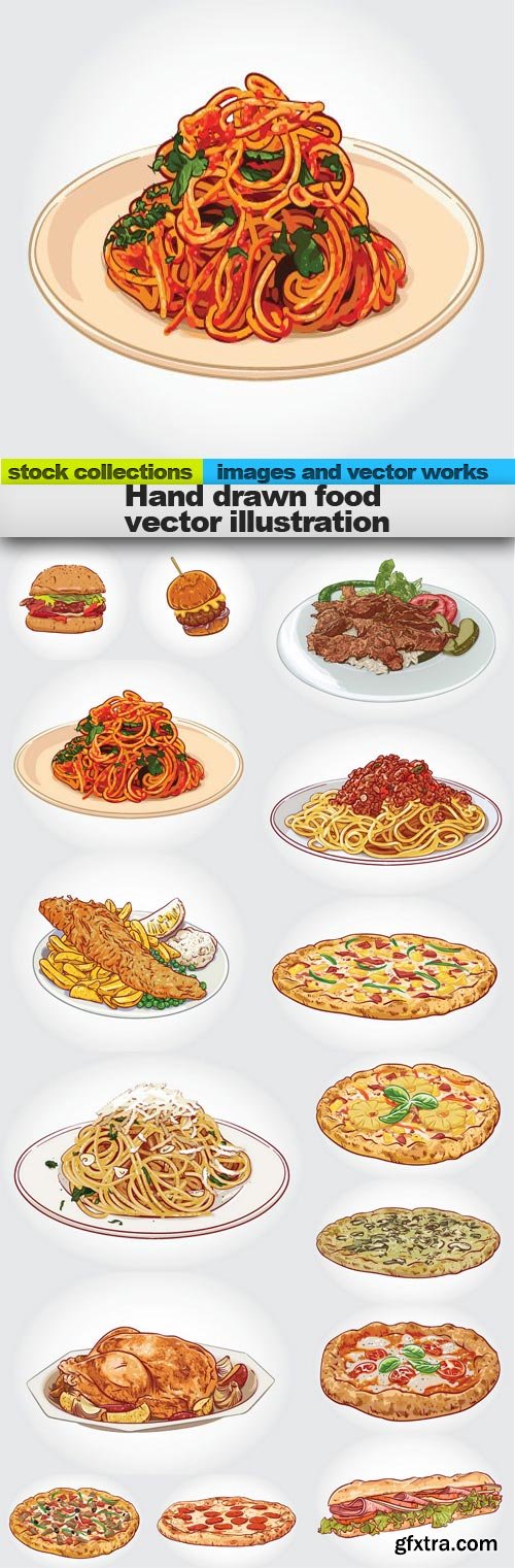 Hand drawn food vector illustration, 15 x EPS