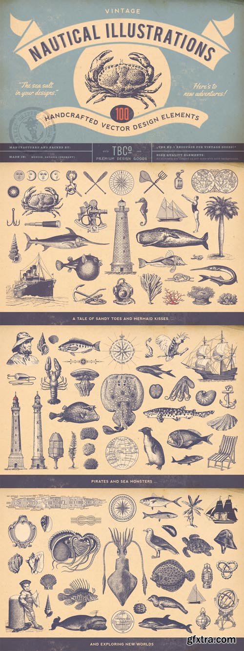 100 Vintage Nautical Illustrations