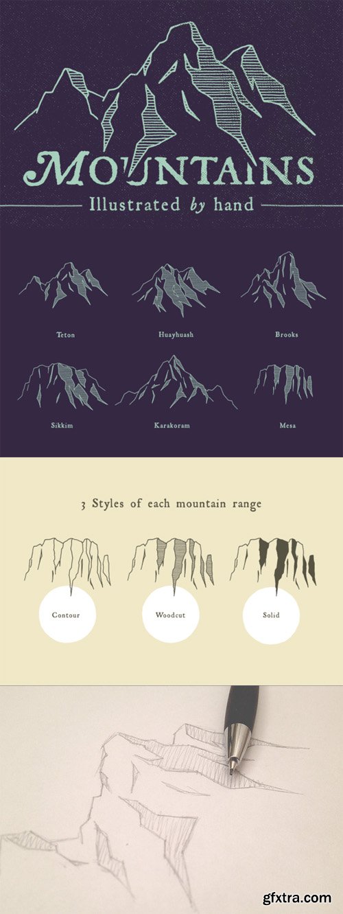 6 Mountain Ranges - By Hand