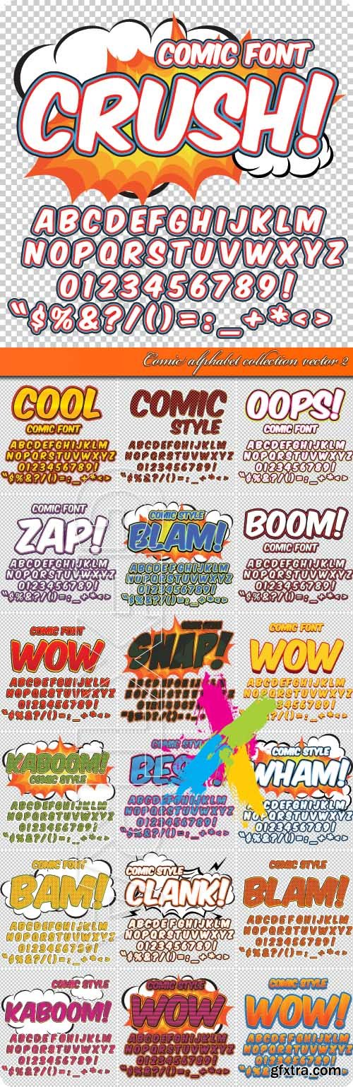 Comic alphabet collection vector 2