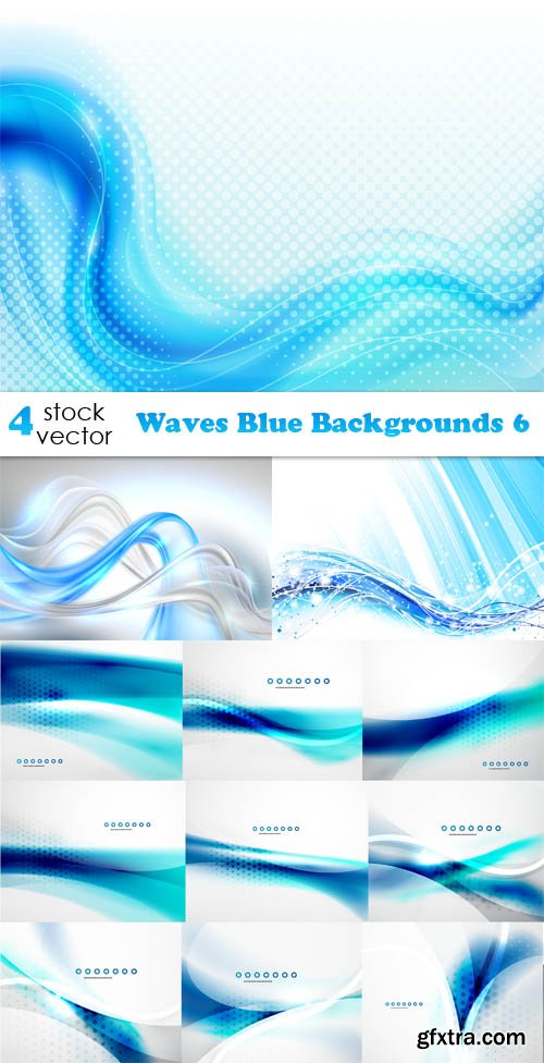 Vectors - Waves Blue Backgrounds 6