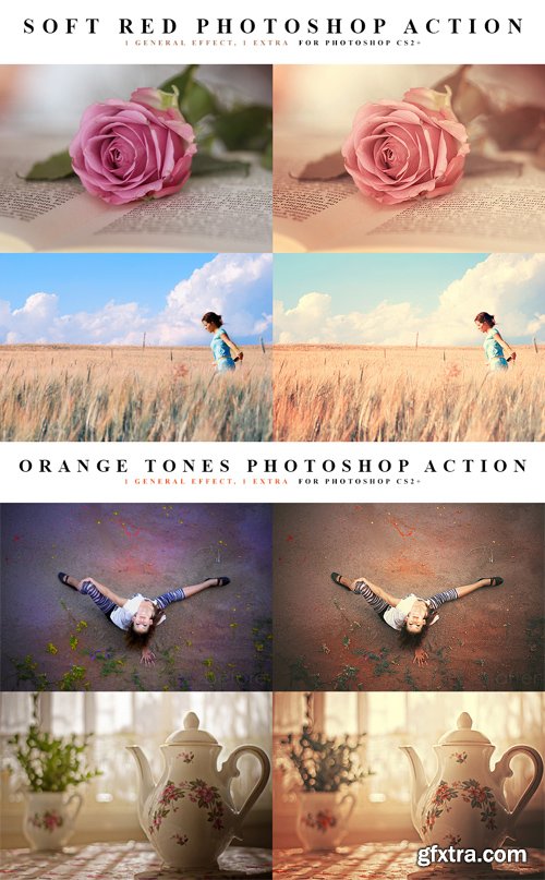 Photoshop Actions - Soft Red & Orange Tones