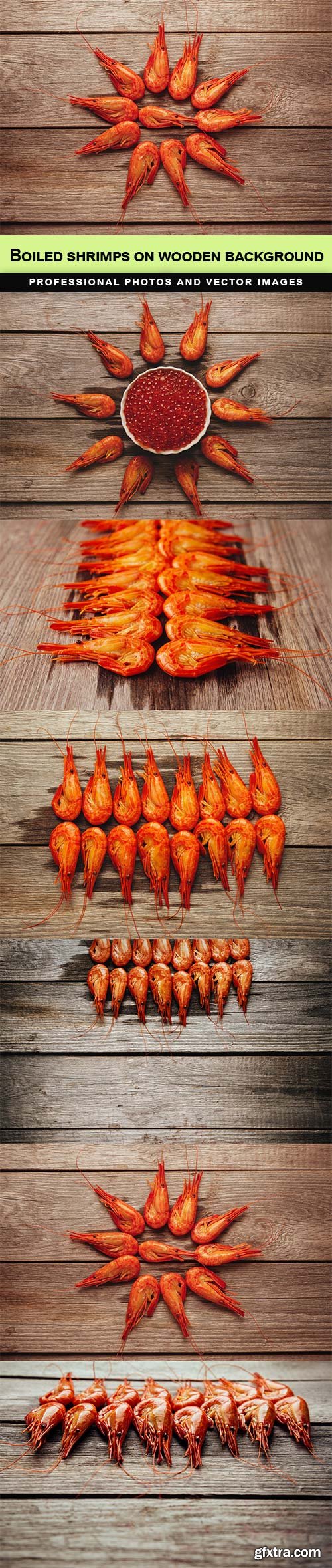 Boiled shrimps on wooden background - 6 UHQ JPEG