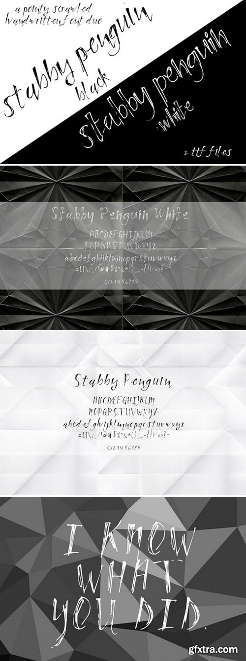 CM - Stabby Penguin Handwritten Font Duo 396201
