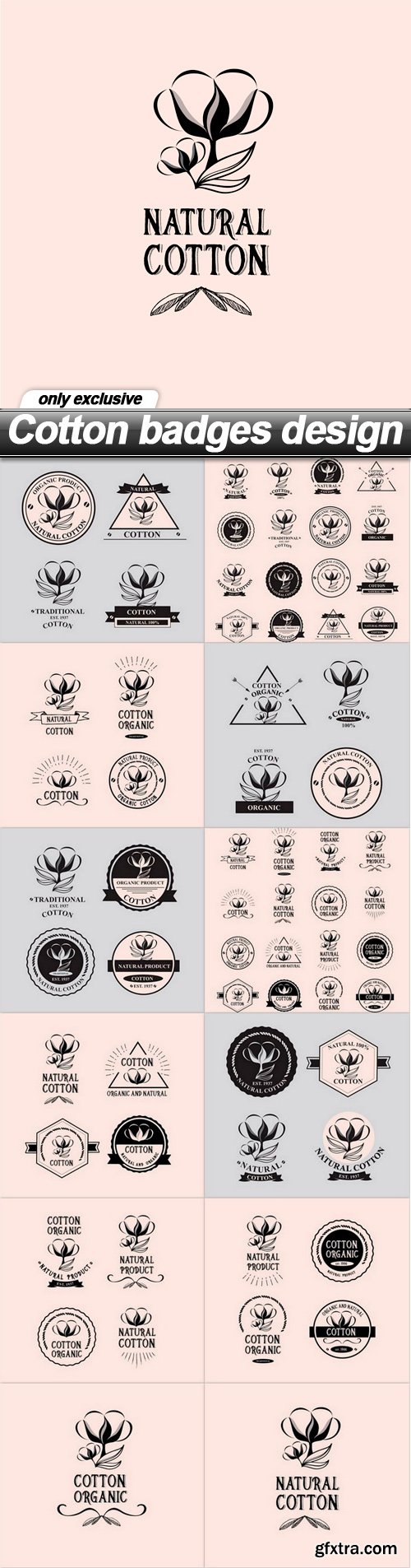 Cotton badges design - 12 EPS