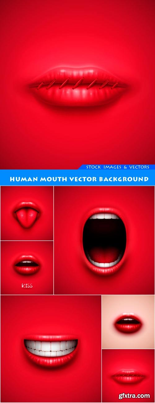 Human mouth vector background 6X EPS