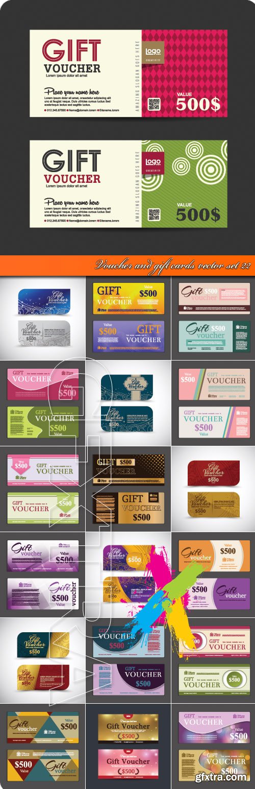 Voucher and gift cards vector set 22