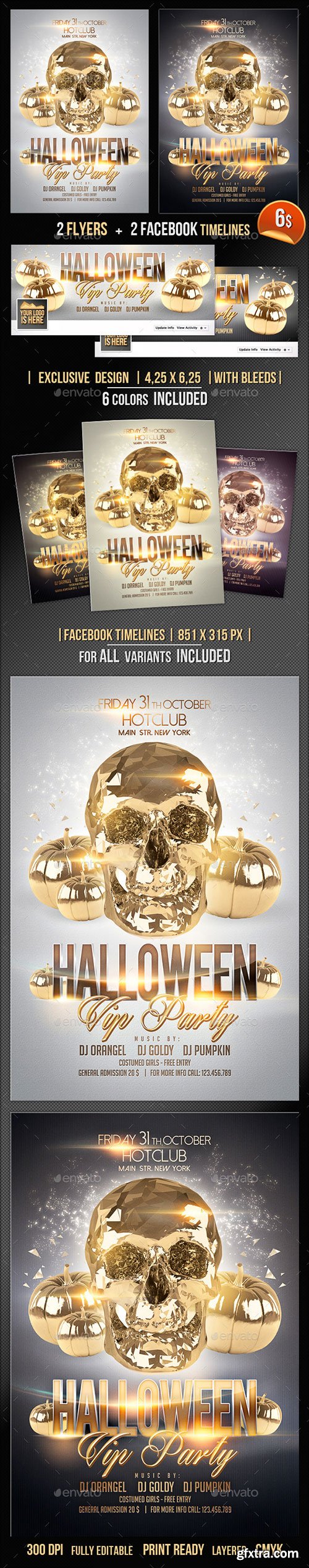 GraphicRiver - Halloween Flyer + Fb Timeline Vip Party