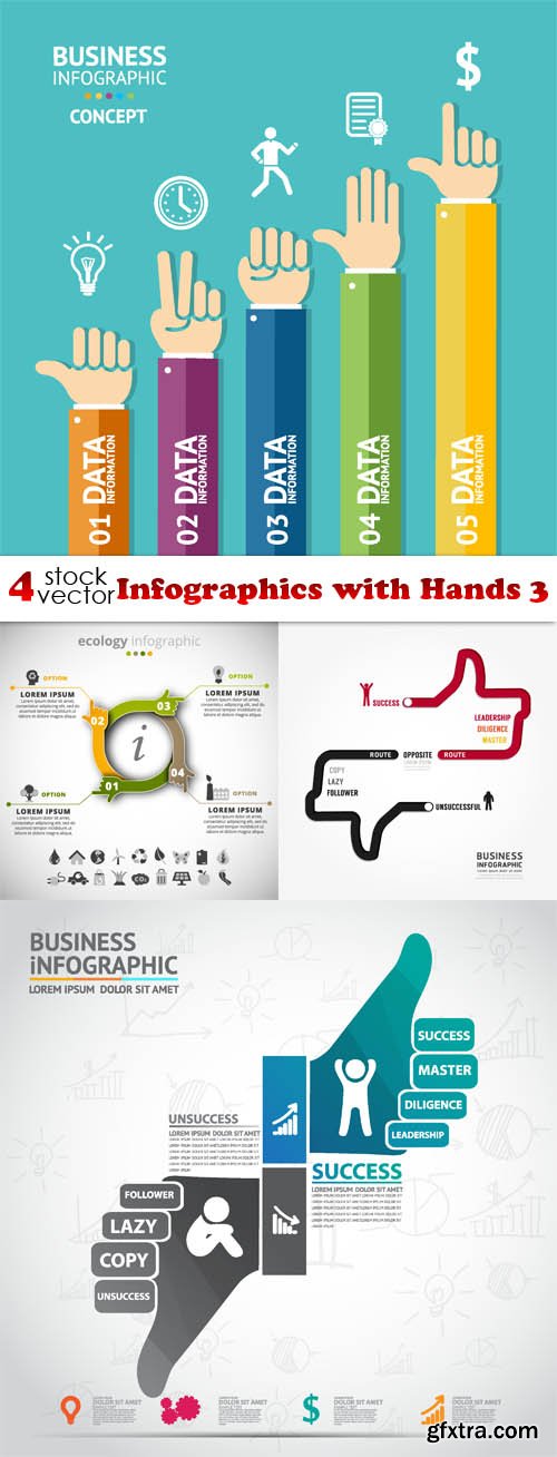 Vectors - Infographics with Hands 3