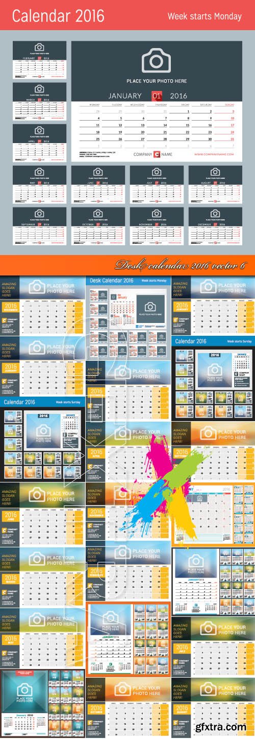 Desk calendar 2016 vector 6