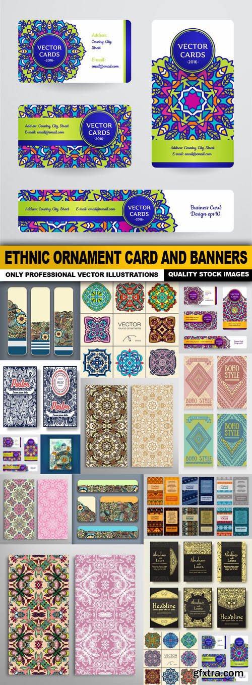 Ethnic Ornament Card And Banners #2 - 15 Vector