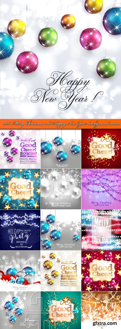 2016 Merry Christmas and Happy New Year background vector