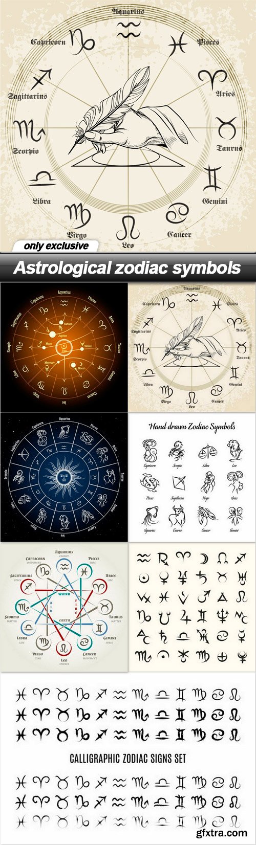 Astrological zodiac symbols - 7 EPS