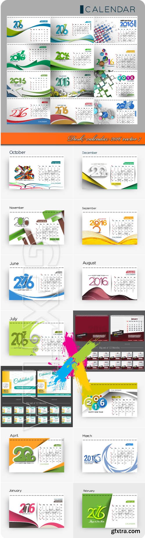Desk calendar 2016 vector 7