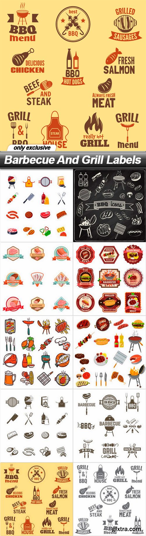Barbecue And Grill Labels - 10 EPS