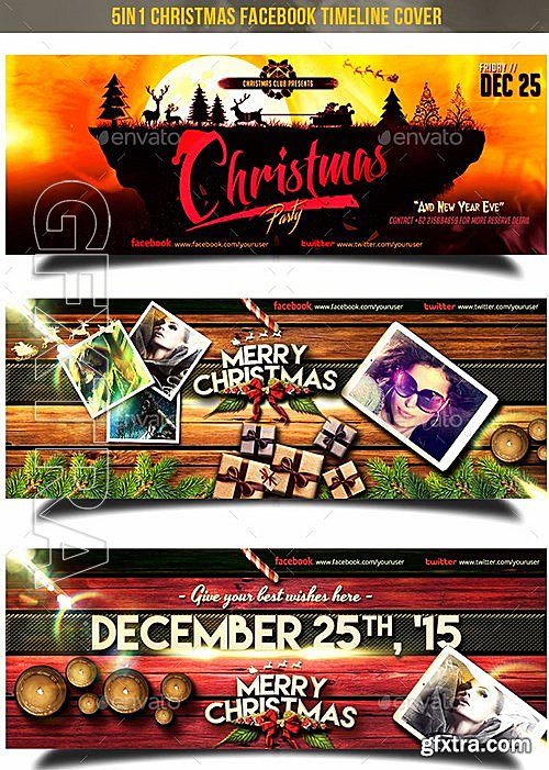 GraphicRiver - 5in1 Christmas Facebook Cover 13312068