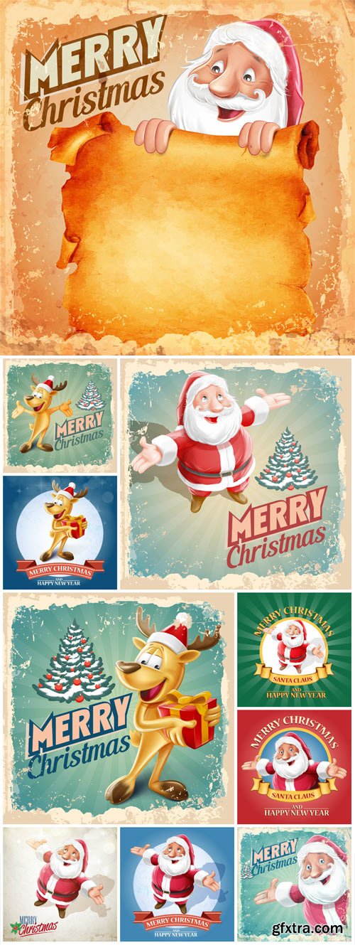 Merry Christmas, Santa Claus and Christmas reindeer