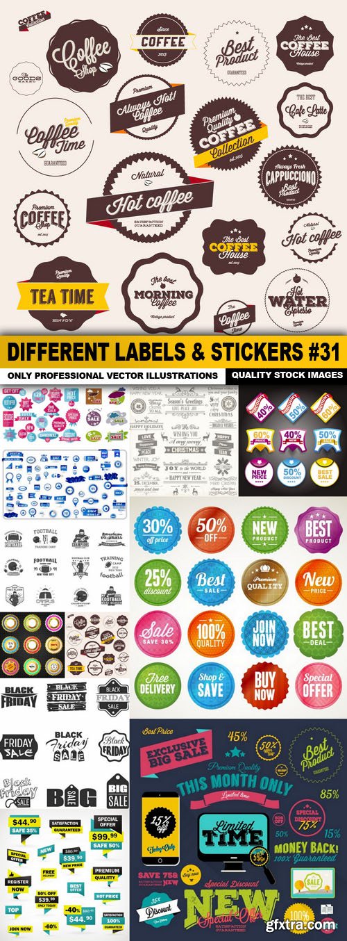 Different Labels & Stickers #31 - 12 Vector