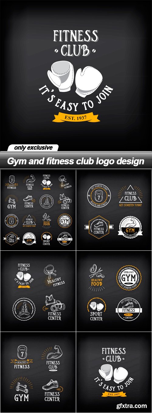 Gym and fitness club logo design - 6 EPS