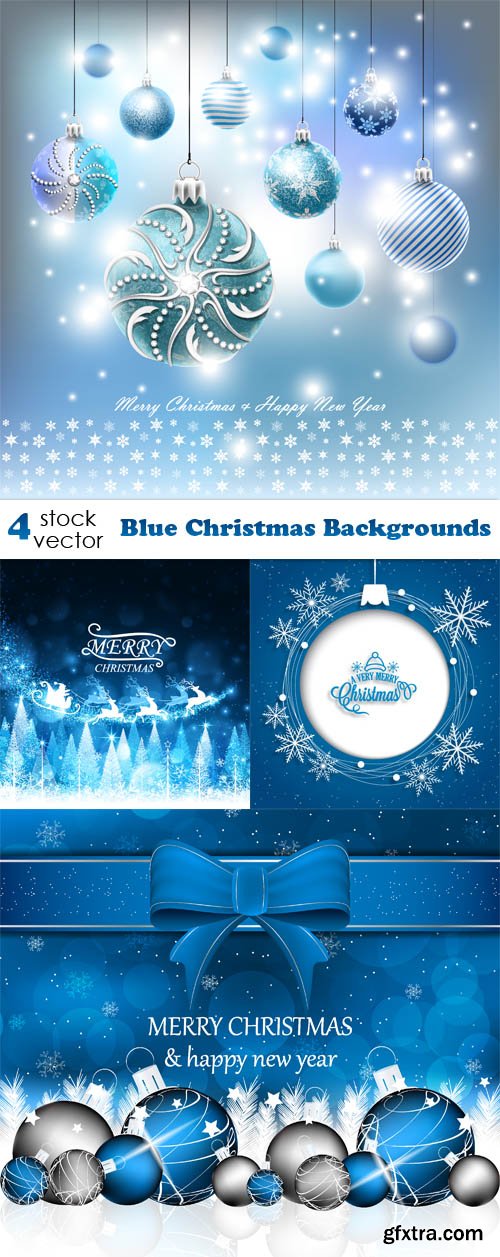 Vectors - Blue Christmas Backgrounds Set