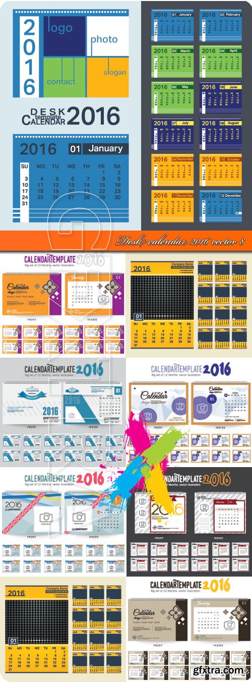 Desk calendar 2016 vector 8