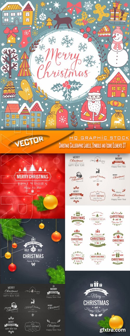Stock Vector - Christmas Calligraphic Labels, Symbols and Icons Elements 37