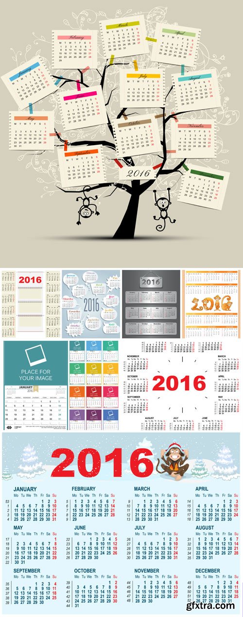 Calendars for 2016 new year vector